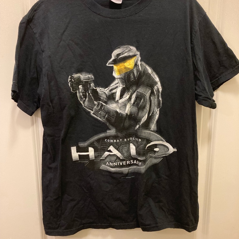 VTG Halo Combat Evolved Anniversary Video Game Promo Black T-Shirt Size L.